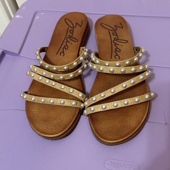 Zodiac Shoes - Zodiac Nora Pearl Sandals Strappy Brown Tan Womens 9
